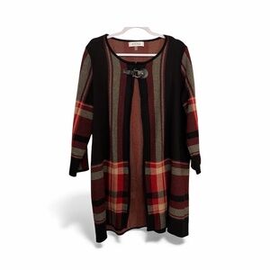 Kasper Red and Black Plaid Cardigan